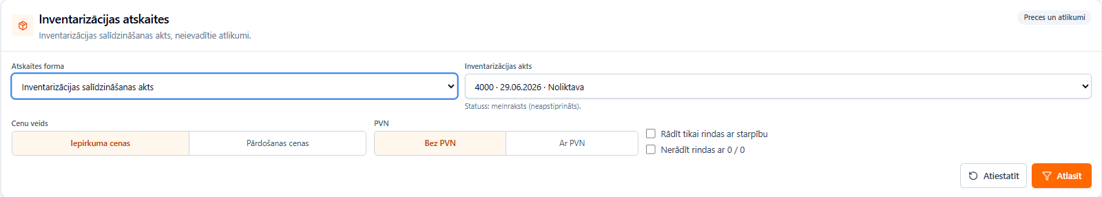 Inventarizācijas salīdzināšanas akts