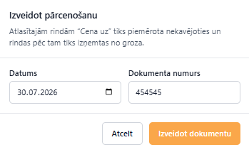 Izveidot pārcenošanu