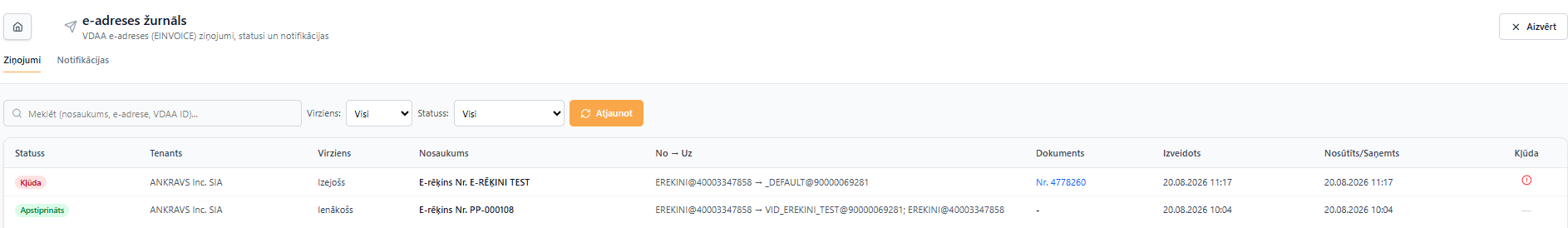 e-adreses žurnāls